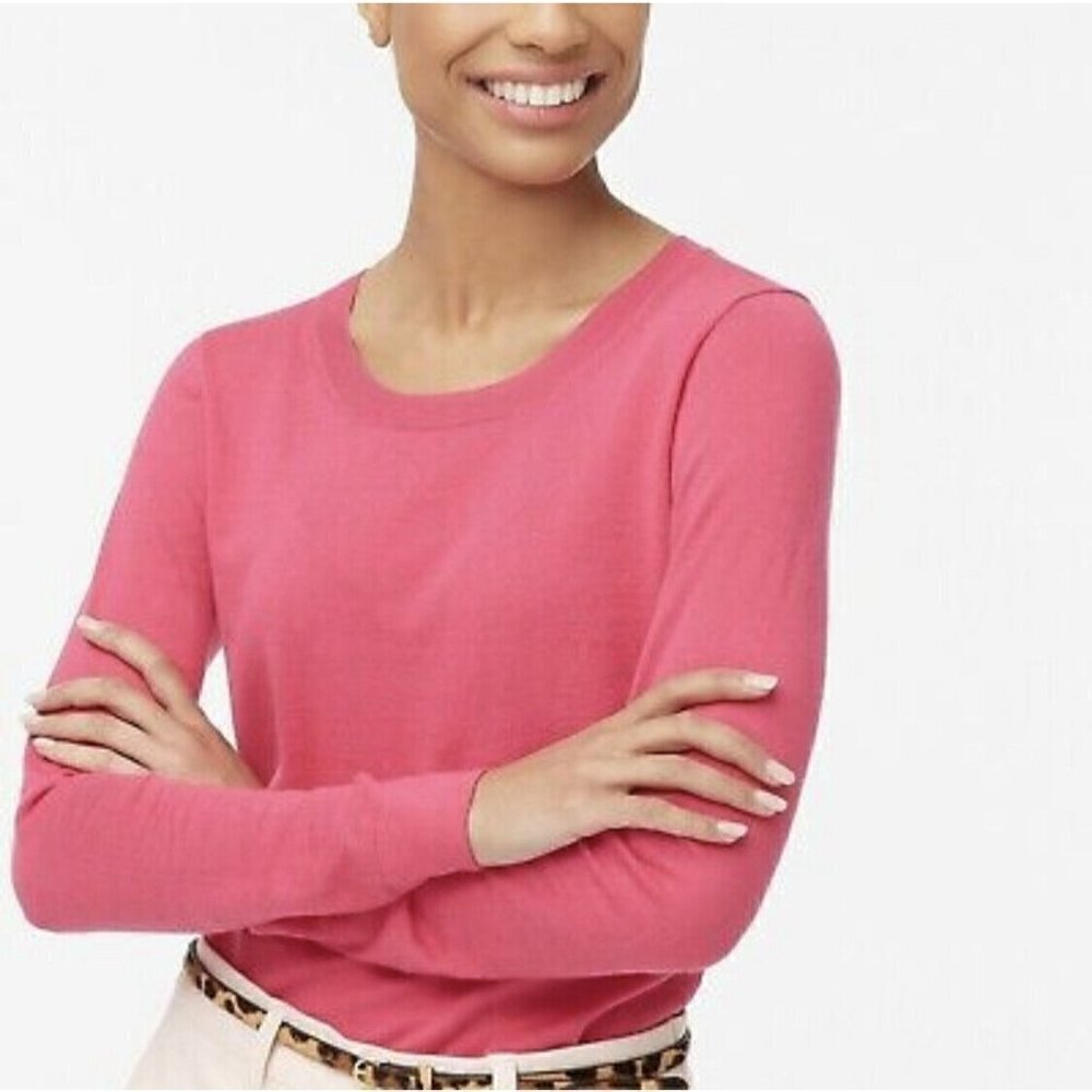 J Crew Womens Sz S Pink Cotton Knit Crewneck Pullover Sweater